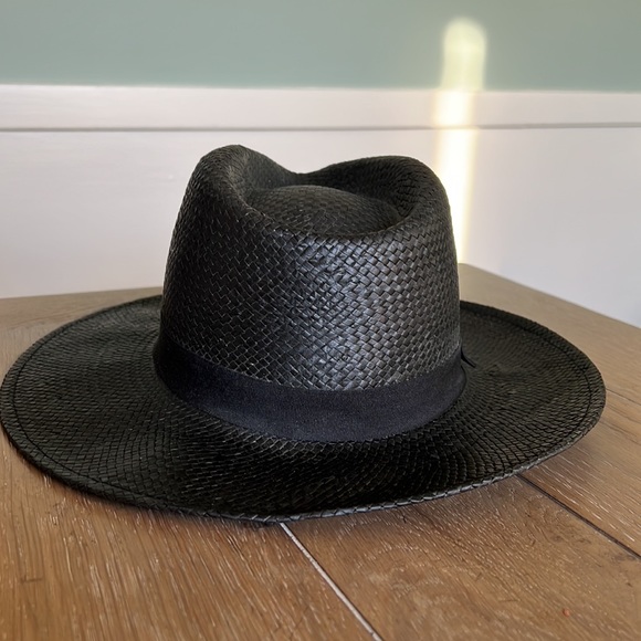 Ace of something black straw fedora hat M - Picture 4 of 11